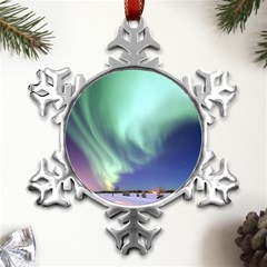 Aurora Borealis Alaska Space Metal Small Snowflake Ornament by Ket1n9