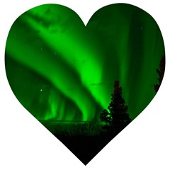 Aurora Borealis Northern Lights Wooden Puzzle Heart by Ket1n9