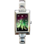 Aurora Borealis Northern Lights Rectangle Italian Charm Watch Front