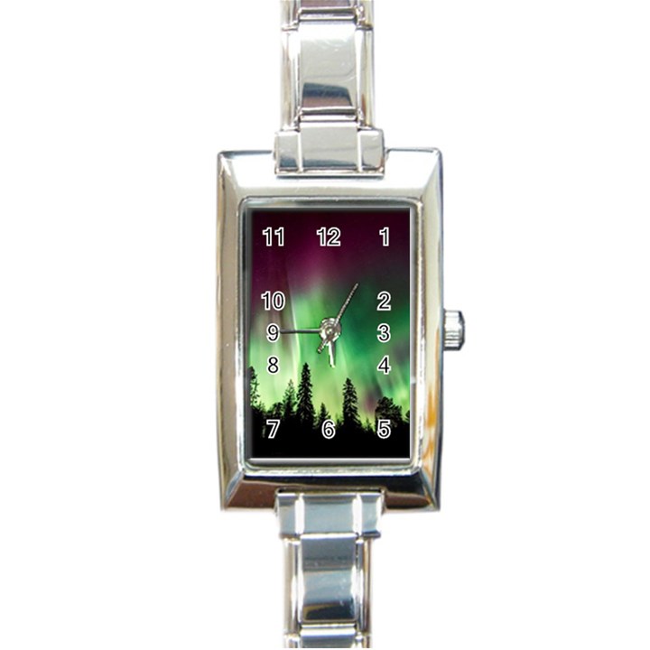 Aurora Borealis Northern Lights Rectangle Italian Charm Watch