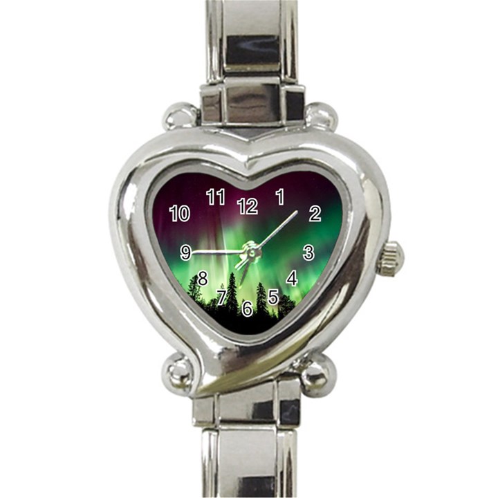 Aurora Borealis Northern Lights Heart Italian Charm Watch