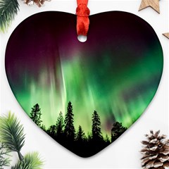 Aurora Borealis Northern Lights Heart Ornament (two Sides) by Ket1n9