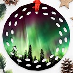 Aurora Borealis Northern Lights Round Filigree Ornament (Two Sides) Front