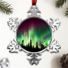 Aurora Borealis Northern Lights Metal Small Snowflake Ornament by Ket1n9