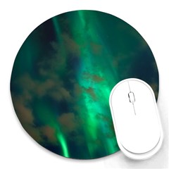 Northern Lights Plasma Sky Round Mousepad by Ket1n9