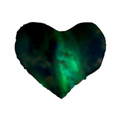 Northern Lights Plasma Sky Standard 16  Premium Flano Heart Shape Cushions by Ket1n9