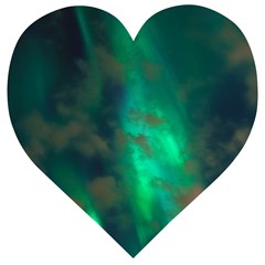 Northern Lights Plasma Sky Wooden Puzzle Heart by Ket1n9