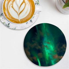 Northern Lights Plasma Sky Uv Print Round Tile Coaster by Ket1n9