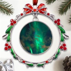 Northern Lights Plasma Sky Metal X mas Wreath Ribbon Ornament by Ket1n9