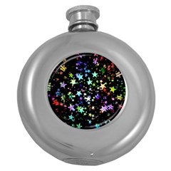 Christmas Star Gloss Lights Light Round Hip Flask (5 Oz) by Ket1n9