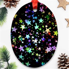 Christmas Star Gloss Lights Light Oval Ornament (two Sides) by Ket1n9