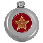 Christmas Star Seamless Pattern Round Hip Flask (5 oz) Front