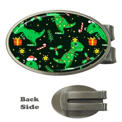 Christmas Funny Pattern Dinosaurs Money Clips (oval)  by Ket1n9