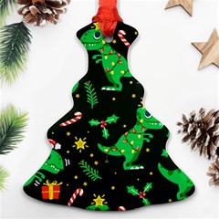 Christmas Funny Pattern Dinosaurs Christmas Tree Ornament (two Sides) by Ket1n9