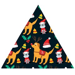 Funny Christmas Pattern Background Wooden Puzzle Triangle