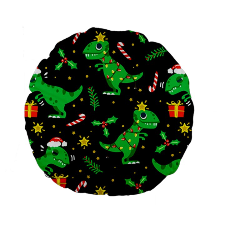 Christmas Funny Pattern Dinosaurs Standard 15  Premium Round Cushions