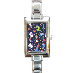 Colorful Funny Christmas Pattern Rectangle Italian Charm Watch by Ket1n9