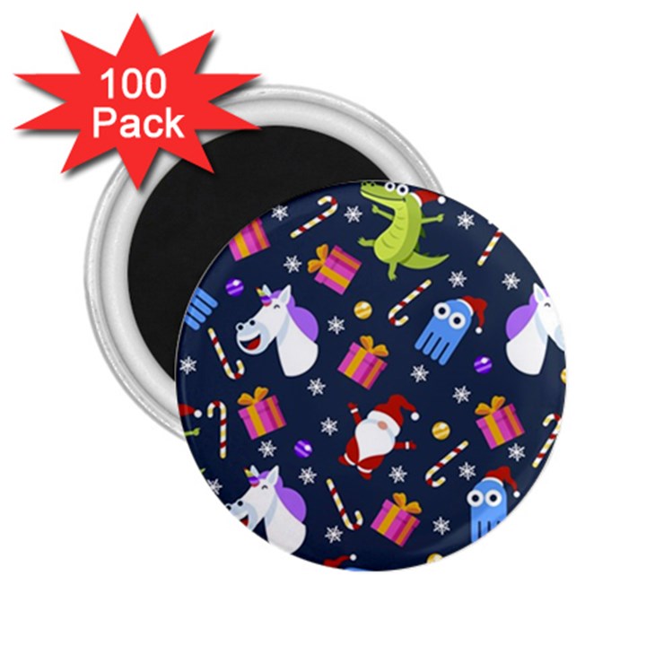 Colorful Funny Christmas Pattern 2.25  Magnets (100 pack) 