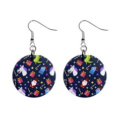 Colorful Funny Christmas Pattern Mini Button Earrings by Ket1n9