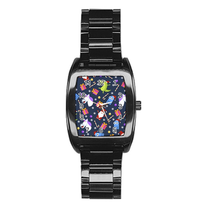 Colorful Funny Christmas Pattern Stainless Steel Barrel Watch