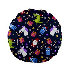 Colorful Funny Christmas Pattern Standard 15  Premium Flano Round Cushions by Ket1n9