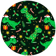 Christmas Funny Pattern Dinosaurs Wooden Puzzle Round by Ket1n9