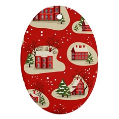 Christmas New Year Seamless Pattern Ornament (oval) by Ket1n9