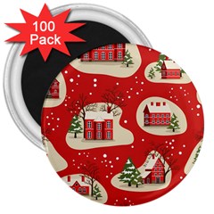 Christmas New Year Seamless Pattern 3  Magnets (100 Pack) by Ket1n9