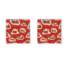 Christmas New Year Seamless Pattern Cufflinks (square)