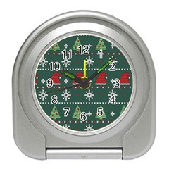 Beautiful Knitted Christmas Pattern Travel Alarm Clock by Ket1n9