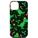 Christmas Funny Pattern Dinosaurs iPhone 14 Black UV Print Case Front