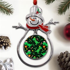 Christmas Funny Pattern Dinosaurs Metal Snowman Ornament by Ket1n9