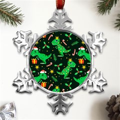 Christmas Funny Pattern Dinosaurs Metal Small Snowflake Ornament by Ket1n9