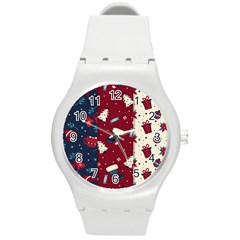 Flat Design Christmas Pattern Collection Art Round Plastic Sport Watch (m) by Ket1n9