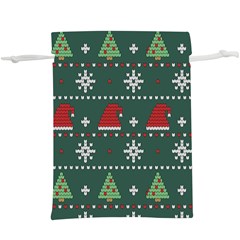 Beautiful Knitted Christmas Pattern Lightweight Drawstring Pouch (xl)