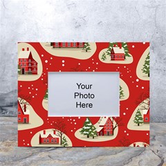 Christmas New Year Seamless Pattern White Tabletop Photo Frame 4 x6  by Ket1n9