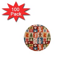 Cute Christmas Seamless Pattern Vector  - 1  Mini Magnets (100 Pack)  by Ket1n9