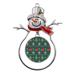 Beautiful Knitted Christmas Pattern Metal Snowman Ornament