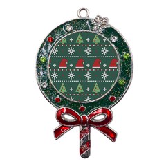 Beautiful Knitted Christmas Pattern Metal X mas Lollipop With Crystal Ornament