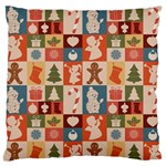 Cute Christmas Seamless Pattern Vector  - Large Premium Plush Fleece Cushion Case (Two Sides) Front