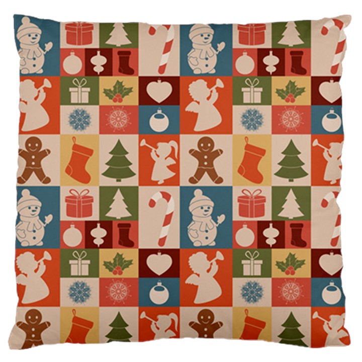 Cute Christmas Seamless Pattern Vector  - Large Premium Plush Fleece Cushion Case (Two Sides)