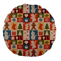 Cute Christmas Seamless Pattern Vector  - Large 18  Premium Flano Round Cushions by Ket1n9