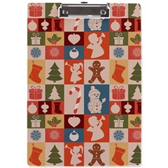 Cute Christmas Seamless Pattern Vector  - A4 Acrylic Clipboard by Ket1n9