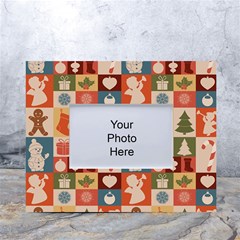 Cute Christmas Seamless Pattern Vector  - White Tabletop Photo Frame 4 x6  by Ket1n9