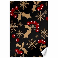 Christmas Pattern With Snowflakes Berries Canvas 20  X 30  by Ket1n9