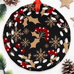 Dinosaur Colorful Funny Christmas Pattern Ornament (round Filigree) by Ket1n9