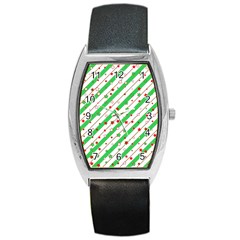 Christmas Paper Stars Pattern Texture Background Colorful Colors Seamless Barrel Style Metal Watch by Ket1n9