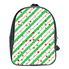 Christmas Paper Stars Pattern Texture Background Colorful Colors Seamless School Bag (large) by Ket1n9