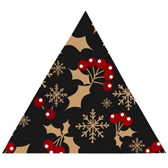 Christmas Pattern With Snowflakes Berries Wooden Puzzle Triangle by Ket1n9