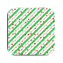 Christmas Paper Stars Pattern Texture Background Colorful Colors Seamless Square Metal Box (black) by Ket1n9